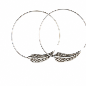 Sterling Silver Feather Hoop Earrings – Handcrafted 925 Silver Earrings