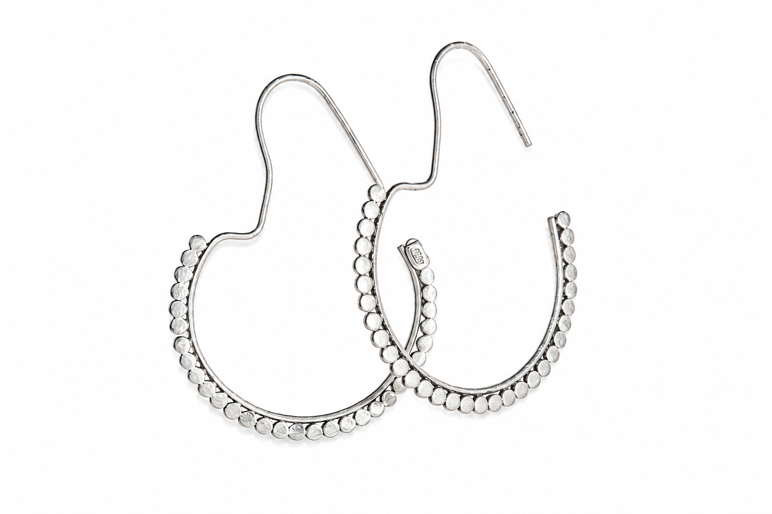 Sterling Silver Beaded Hoop Earrings – Handcrafted 925 Silver Earrings
