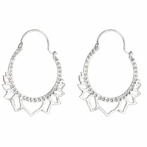 Sterling Silver Lotus Hoop Earrings – Handcrafted 925 Silver Earrings