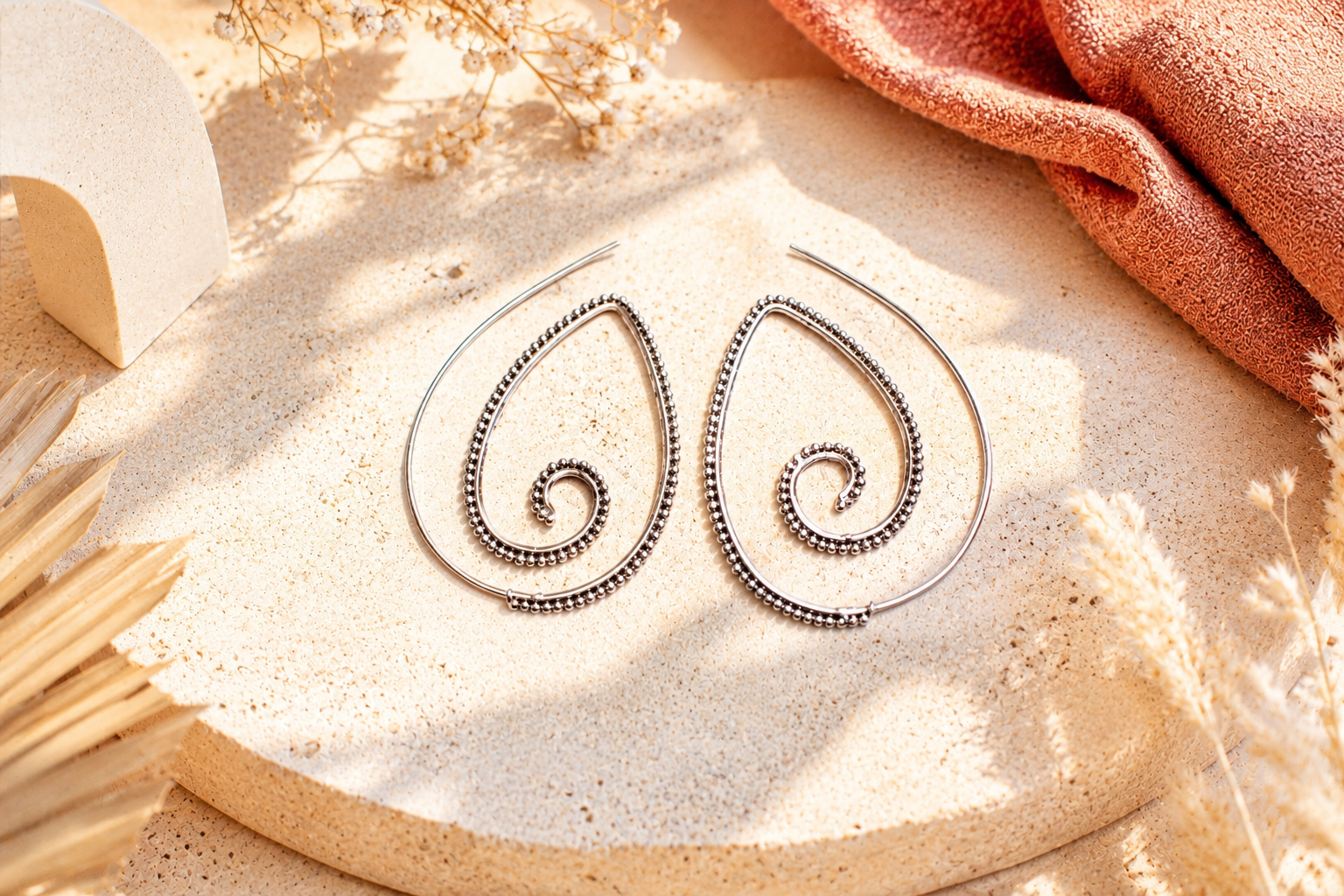 Sterling Silver Spiral Hoop Earrings – Handcrafted Statement Earrings - immagine 7