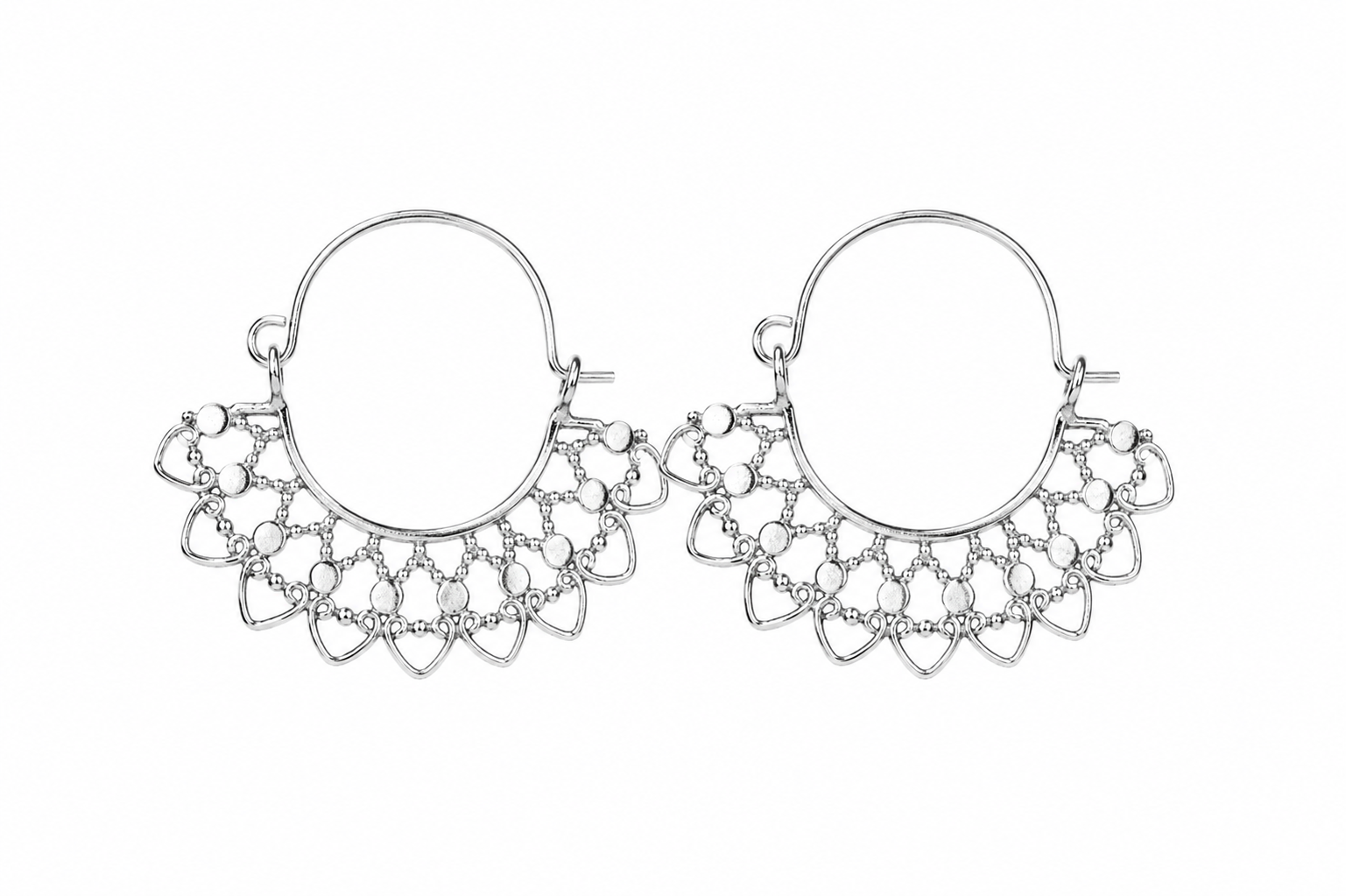 Sterling Silver Mandala Hoop Earrings – Handcrafted Bohemian Earrings