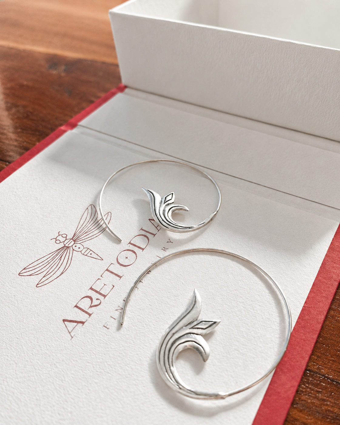 Sterling Silver Botanical Hoop Earrings – Handcrafted Nature-Inspired Earrings - immagine 8