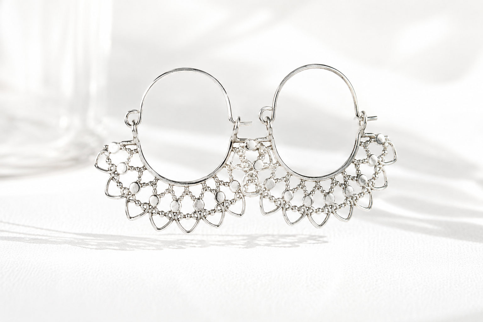 Sterling Silver Mandala Hoop Earrings – Handcrafted Bohemian Earrings - immagine 9