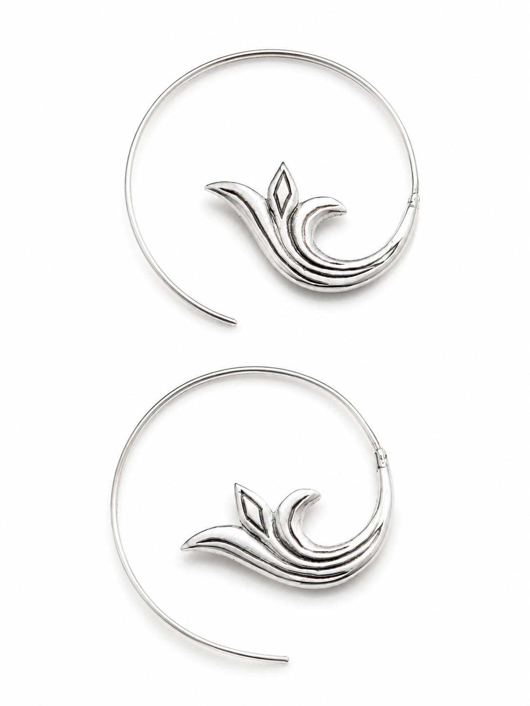 Sterling Silver Botanical Hoop Earrings – Handcrafted Nature-Inspired Earrings - immagine 9