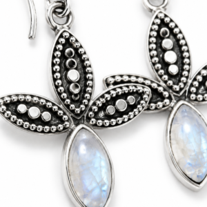 Moonstone Lotus Earrings – Handcrafted 925 Sterling Silver Jewelry